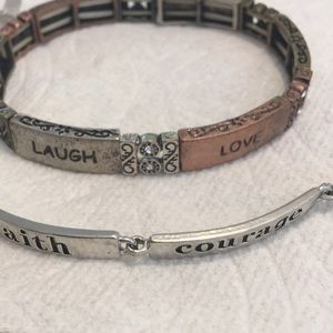 2 Vintage live laugh love faith wisdom bracelet